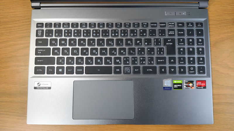 GALLERIA RL5R-G50Tのキーボードとタッチパッド