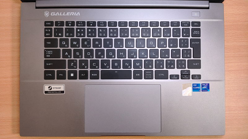 GALLERIA UL7C-AA3のキーボードとタッチパッド