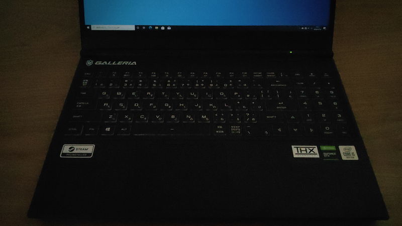 GALLERIA GCL1650TGFのキーボードのLED OFF時